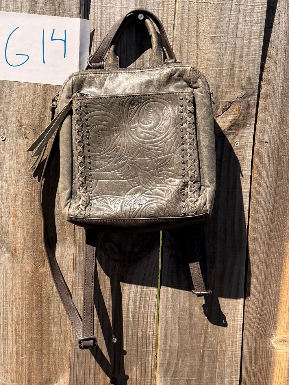 The Sak Gray Embossed Mini Backpack